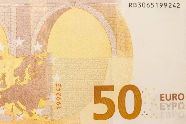 Fotografia macro de 50 notas de euro — Fotografia de Stock