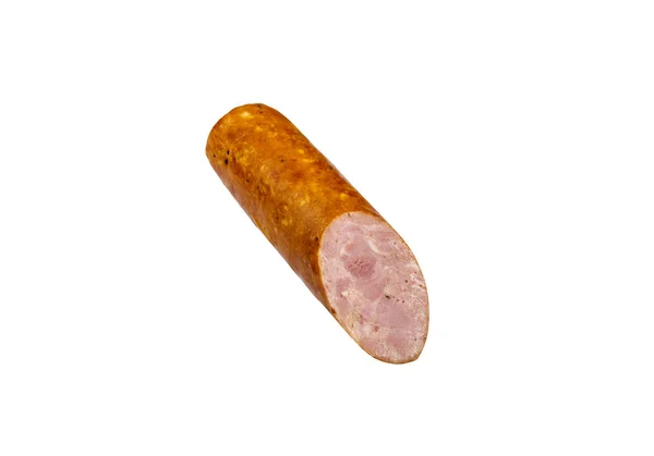 Smoked sausage isolated on white background — Stock Photo, Image