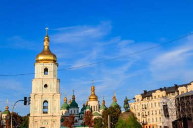 Ukrayna Kiev 'deki Aziz Sophia Katedrali' nin çan kulesi.