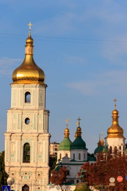 Ukrayna Kiev 'deki Aziz Sophia Katedrali' nin çan kulesi.