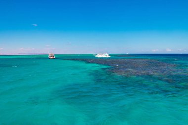 Beyaz yatlar Kızıldeniz'de mercan resifi yakınında demirledi, Mısır