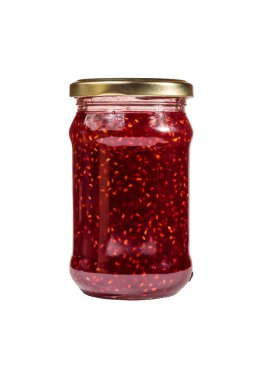 Beyaz arka plan üzerinde izole cam ahududu reçeli