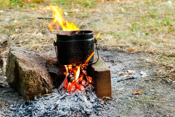 Cocinar Fogata Camping —  Fotos de Stock