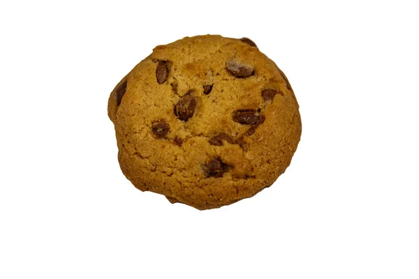 Chocolade Chip Cookie Geïsoleerd Witte Achtergrond — Stockfoto