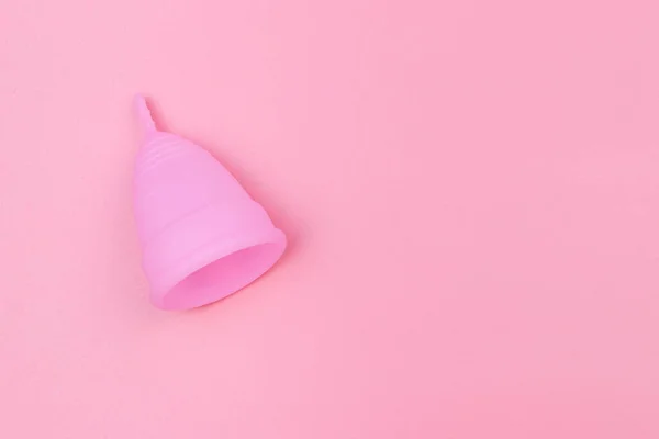 Coupe Menstruelle Silicone Réutilisable Rose Sur Fond Rose Vue Dessus — Photo