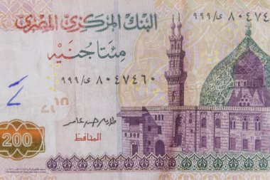 İki yüz Mısır sterlininin makro çekimi.