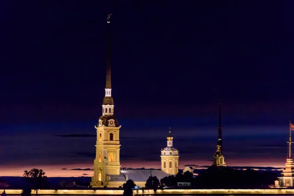 Vista Nocturna Fortaleza Pedro Pablo San Petersburgo Rusia — Foto de Stock