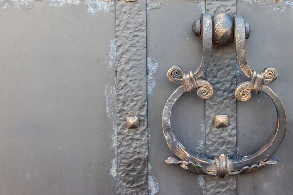 Close Old Iron Black Door — Stock Photo, Image