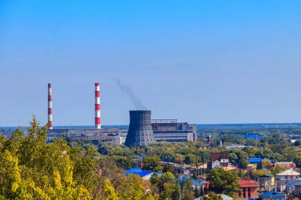 Вид Теплову Електростанцію Володимирі Росія — стокове фото