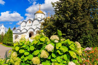 Rusya, Suzdal 'daki şefaat katedrali (Pokrovsky) manastırı. Rusya 'nın altın yüzüğü