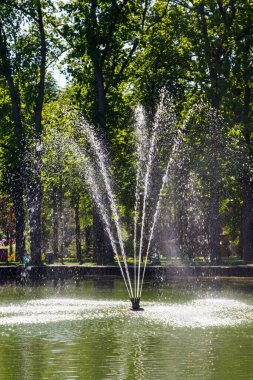 Ukrayna 'nın Harkov kentindeki Gorky Parkı' nda çeşmeli göl