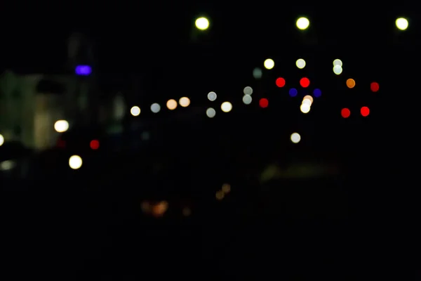 Fondo Abstracto Luces Borrosas Ciudad Con Efecto Bokeh — Foto de Stock