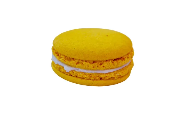 Macaron Giallo Saporito Isolato Sfondo Bianco — Foto Stock