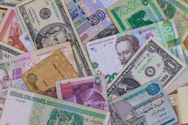 ABD dolarları, Rus rublesi, Beyaz Rusya rublesi, Mısır sterlini ve Ukrayna hrivniası