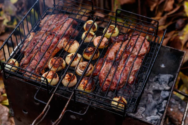 Carne Porco Cozinhar Grelha — Fotografia de Stock