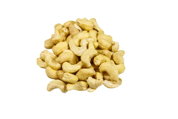 Haufen Cashewnüsse Isoliert Auf Weißem Hintergrund — Stockfoto