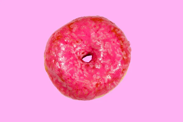 Смачний Рожевий Пончик Рожевому Фоні — стокове фото