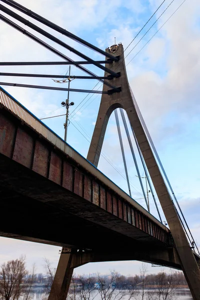 Pont Nord Pont Moscou Traversant Fleuve Dniepr Kiev Ukraine — Photo