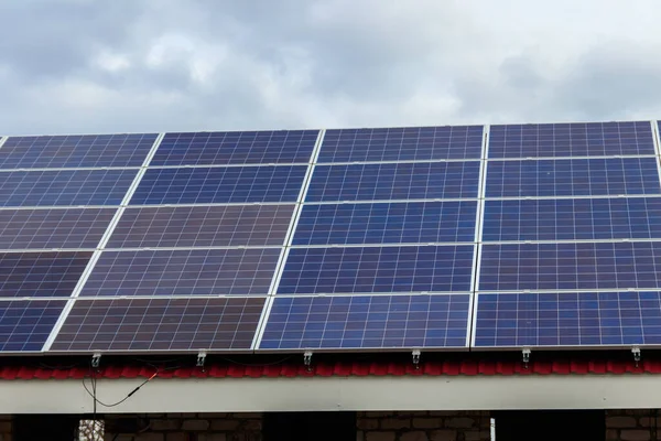 Close Painéis Solares Módulos Fotovoltaicos Para Inovação Energia Alternativa — Fotografia de Stock