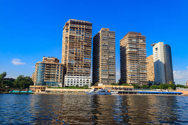 View of the Cairo city and Nile river in Egypt