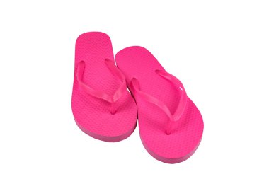 Beyaz arkaplanda izole edilmiş pembe parmak arası terlikler