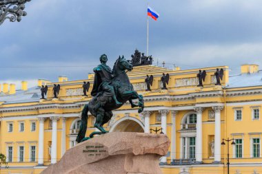 St. Petersburg, Rusya 'daki Büyük Peter Anıtı (Bronz Atlı)
