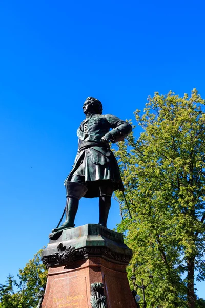 Monument Pierre Grand Cronstadt Russie Inscription Pierre Premier Fondateur Cronstadt — Photo