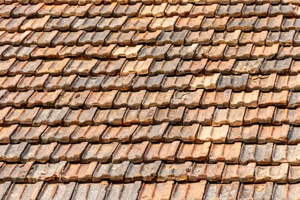 Textura Telhado Azulejos Antigos Para Fundo — Fotografia de Stock