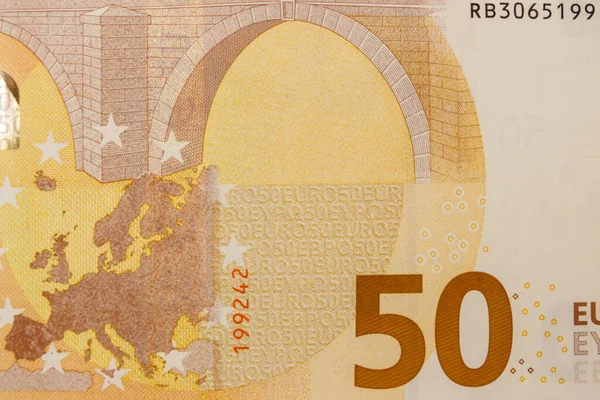 Macro Shot Fifty Euro Banknote — Stock Photo, Image