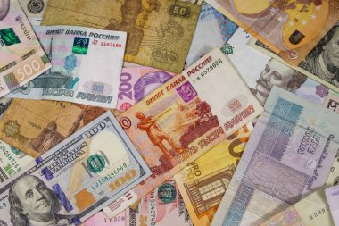 Avro 'nun çok yönlü geçmişi Amerikan doları, Rus rublesi, Mısır sterlini ve Ukrayna hrivniası.