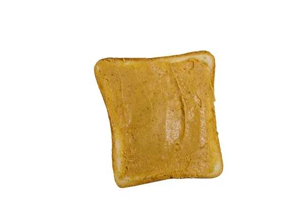 Sandwich Met Pindakaas Geïsoleerd Witte Achtergrond — Stockfoto