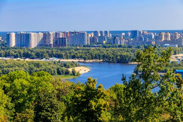 Uitzicht Linkeroever Van Rivier Dnjepr Kiev Oekraïne — Stockfoto