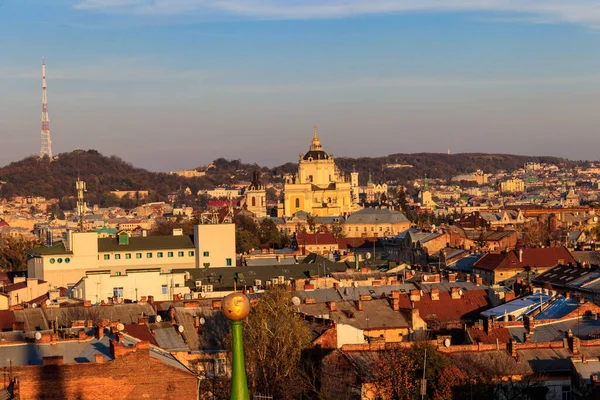 Повітряний Вид Собору Святого Георгія Старого Міста Львова Україні Lvov — стокове фото