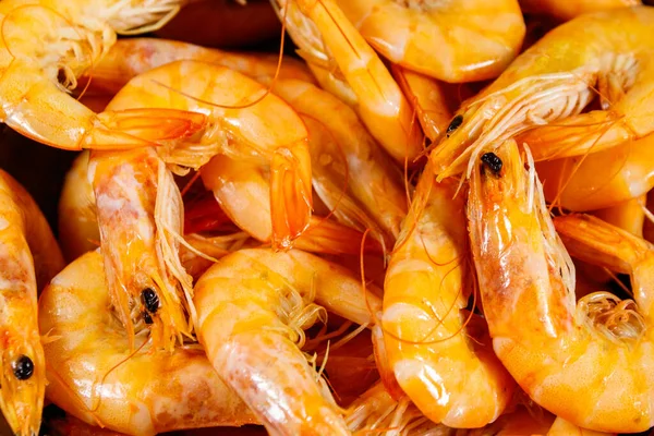 Gros Plan Sur Les Crevettes Crues Fraîches Contexte Alimentaire — Photo