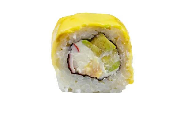 Rolo Queijo Sushi Isolado Fundo Branco — Fotografia de Stock