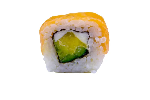 Sushi Roll Filadelfia Isolato Sfondo Bianco — Foto Stock