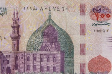 İki yüz Mısır sterlininin makro çekimi.