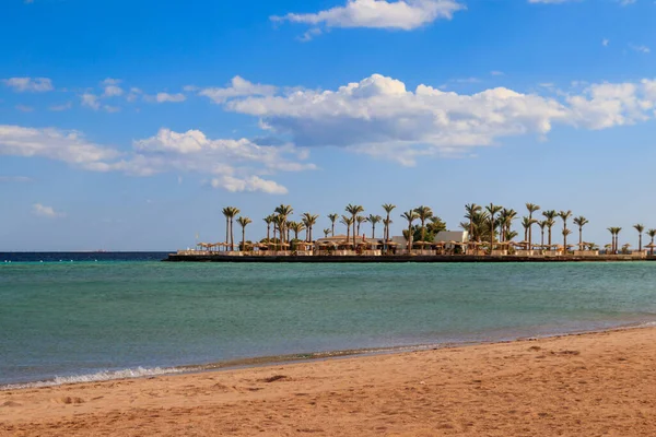 Pohled Pobřeží Rudého Moře Pláži Hurghadě Egypt — Stock fotografie