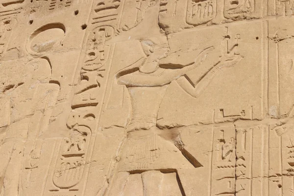 Antiguas Pinturas Egipcias Jeroglíficos Pared Karnak Temple Complex Luxor Egipto — Foto de Stock