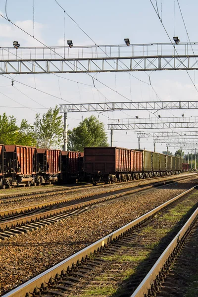 Vue Sur Voie Ferrée Train Marchandises — Photo