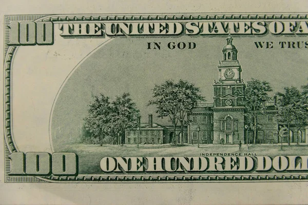 Μακρο Σφηνάκι Από Χαρτονόμισμα Των 100 Δολαρίων — Φωτογραφία Αρχείου