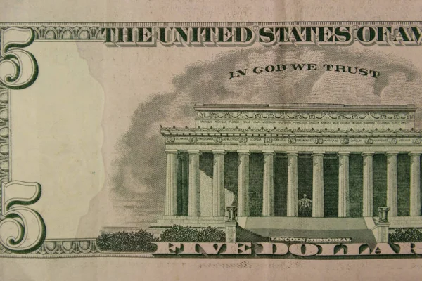 Macro Shot Five Dollars Banknote — Stock Photo, Image