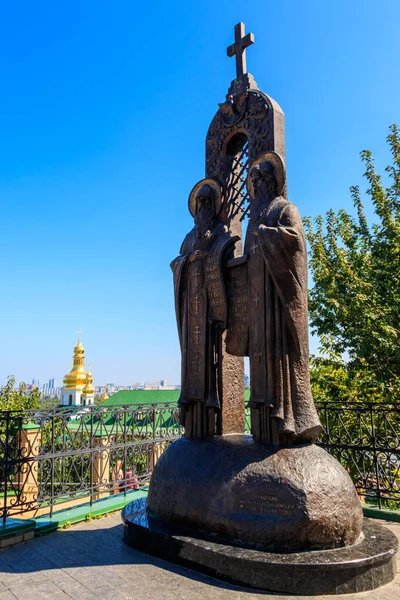 Kiev Ucraina Agosto 2019 Monumento Dei Santi Antonio Teodosio Kiev — Foto Stock