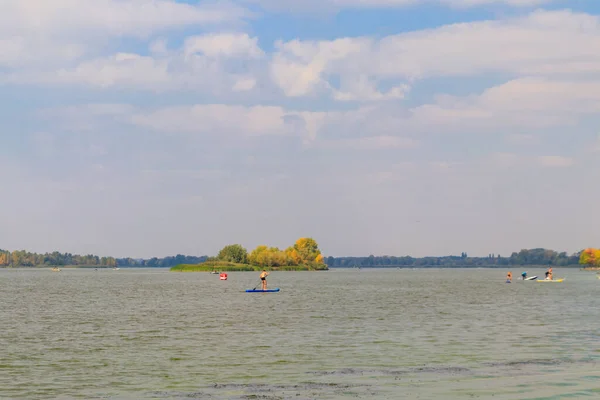 Kremenchug Ukraine September 2019 Teenagers Standing Paddle Boards Paddleboard Sup — 图库照片