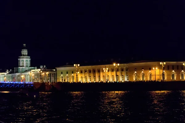 Nachtzicht Rivier Neva Sint Petersburg Rusland — Stockfoto