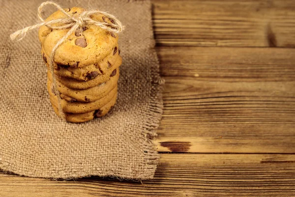 Chocolate Chip Cookies Wooden Table — Stock Photo, Image