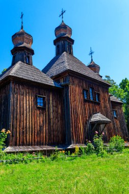 Ukrayna 'nın Kiev kenti yakınlarındaki Pirohiv (Pirogovo) köyündeki Aziz Michael antik ahşap ortodoks kilisesi