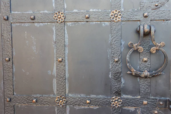 Close Old Iron Black Door — Stock Photo, Image