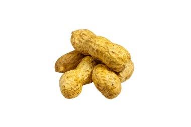 Beyaz arka planda izole edilmiş bir grup fıstık