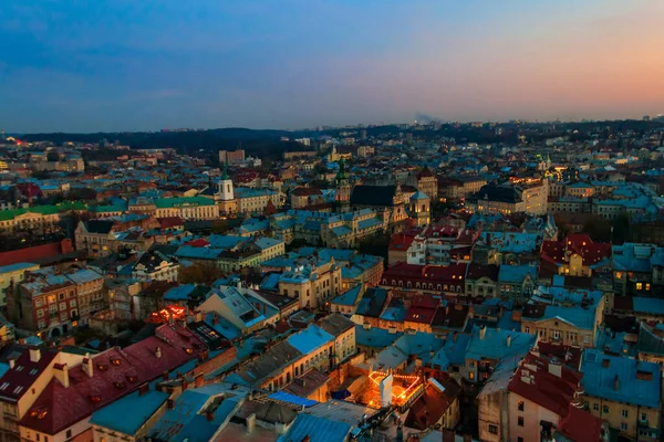 Aerial View Historic Center Lviv Ukraine Lvov Cityscape View Lviv — Stock Photo, Image